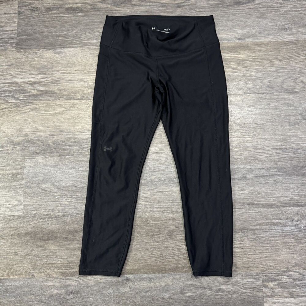 Under Armour HeatGear Capri Leggings Womens Large Black Compression Workout
